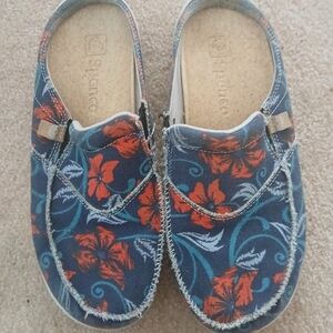 Spenco Siesta Solstice Poppy Print Floral Women's Size 10 Slip On Mules. FL